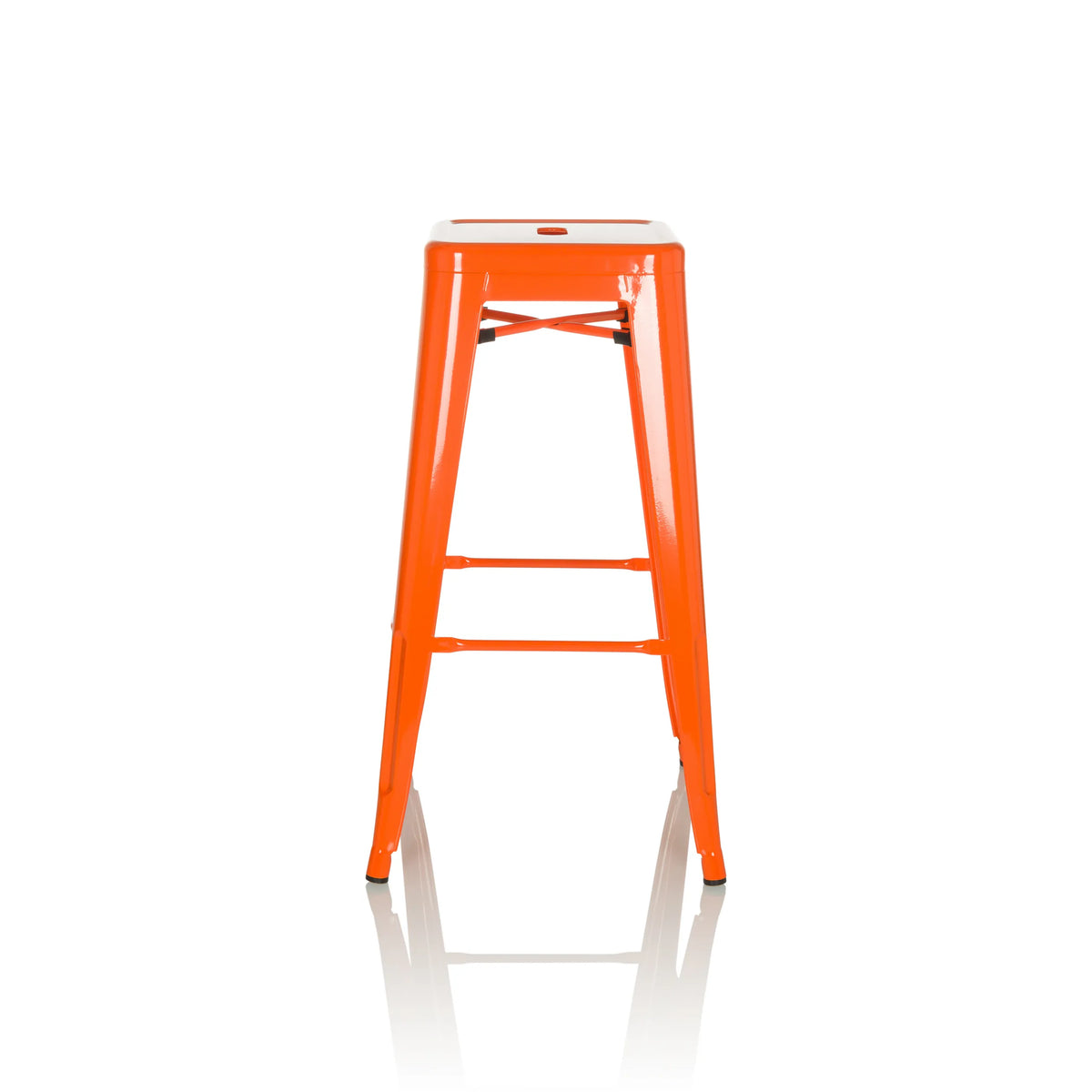 Tabouret de bar VANTAGGIO HIGH orange avec quatre pieds et repose-pieds intégrés de hjh OFFICE – vue à 360° (vue de profil 90°)