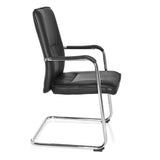 Chaises cantilever TILA noires avec accoudoirs et structure chromée de hjh OFFICE – vue à 360° (vue de profil 80°)