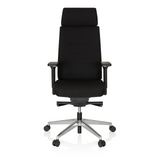 Siège de bureau de qualité professionnelle MOVE-TEC PRO 3D noir avec appui-tête et base à cinq roulettes de hjh OFFICE – vue à 360° (vue de face 0°)
