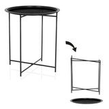 Vue éclatée de la table d'appoint ALLRUND en noir avec plateau perforé de hjh LIVING
