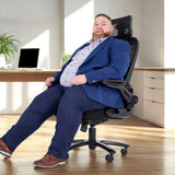 Siège pivotant XXL INSTRUCTOR SW I PRO en noir avec dossier en maille et appuie-tête de hjh OFFICE