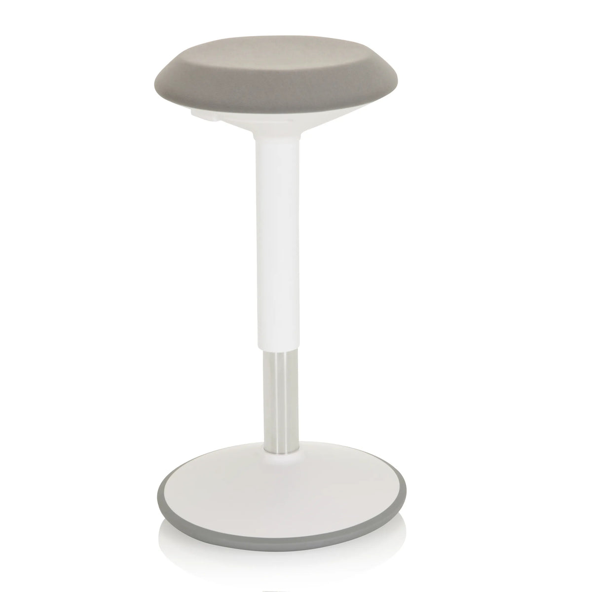Siège assis-debout BALANCE SIT III W blanc avec assise grise et base ronde de hjh OFFICE – vue à 360° (vue de trois quarts avant 40°)