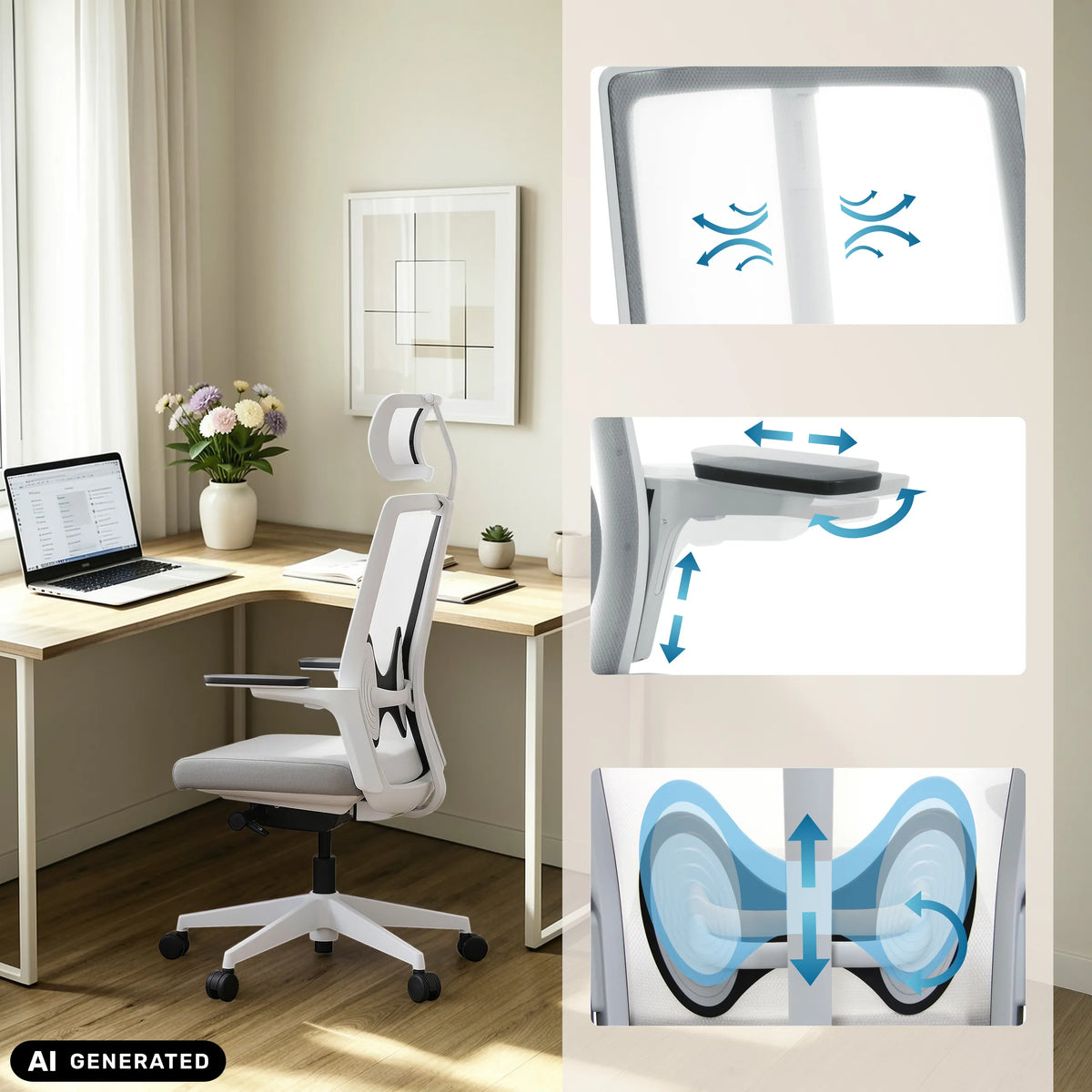 Support de dossier gris du Siège de bureau de qualité professionnelle ARCEO W de hjh OFFICE