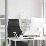 Siège de direction de qualité professionnelle ELEGANCE I gris à un bureau blanc avec un écran d'ordinateur de hjh OFFICE