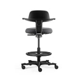 Vue arrière de la Chaise de travail TOP WORK 40 gris foncé avec repose-pieds et roulettes de hjh OFFICE
