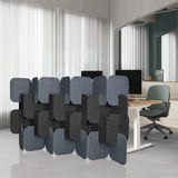Cloisons de séparation FLEXMIUT PLUG grises et gris foncé en disposition modulaire de hjh OFFICE