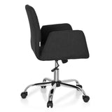 Siège de bureau à domicile FLOW noir avec accoudoirs et pied à cinq roulettes brillant de hjh OFFICE – vue à 360° (vue de profil 100°)