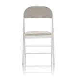Chaise pliante grise TUDELA W avec rembourrage en similicuir et structure blanche de hjh OFFICE – vue à 360° (vue de face 0°)