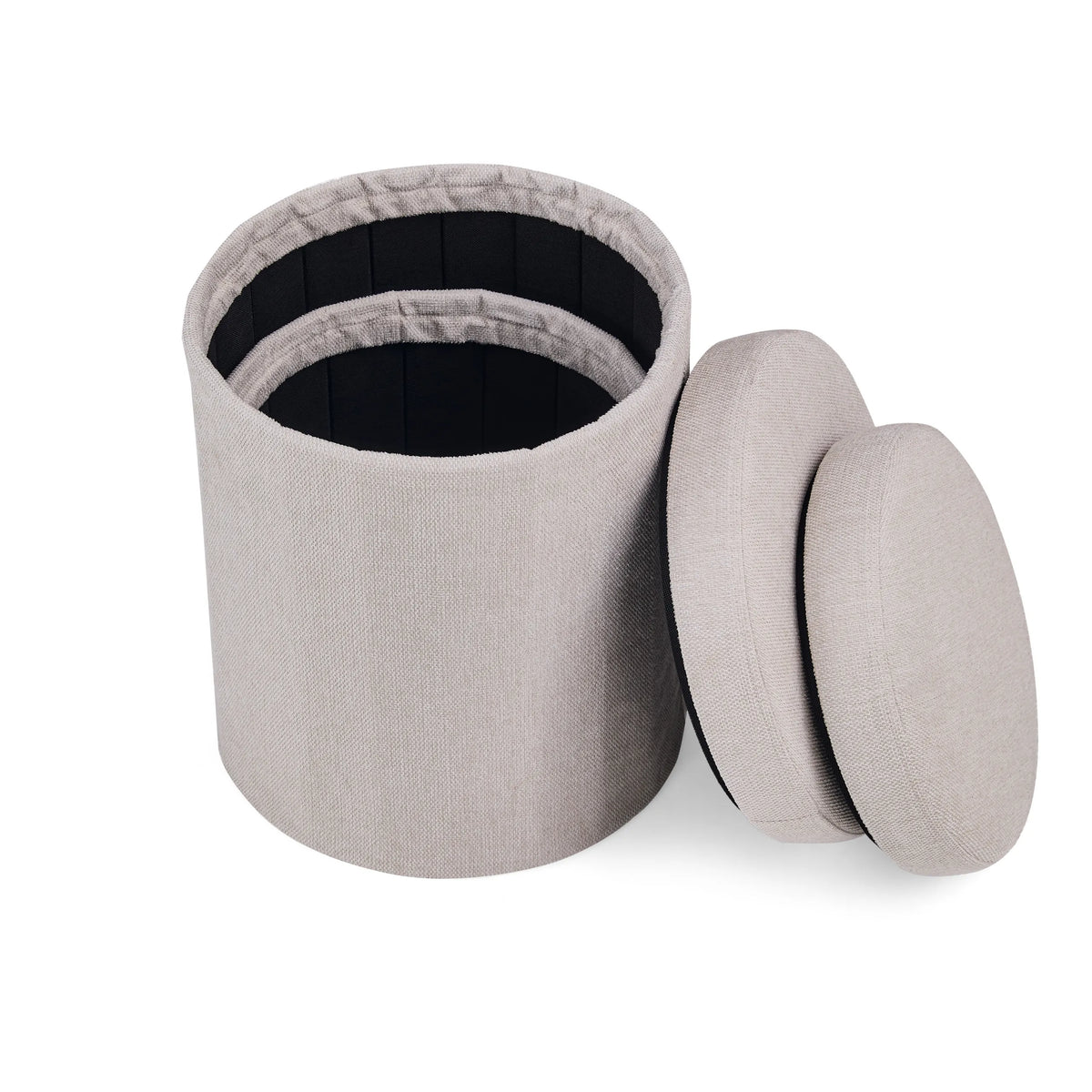 Table d'appoint Nestup 1 avec deux plateaux ronds en chêne et structure blanche de hjh LIVING