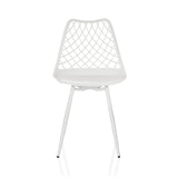 Chaise d'extérieur blanche BEGIO S avec dossier en grille et quatre pieds de hjh LIVING – vue à 360° (vue de face 0°)
