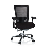 Siège de bureau haut de gamme NOVA PRO ALU noir avec dossier en maille et base à cinq roulettes de hjh OFFICE – vue à 360° (vue de face 20°)