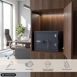 Coffre-fort Safe Compact Pro anthracite avec serrure mécanique dans une armoire de hjh OFFICE (image générée par IA)