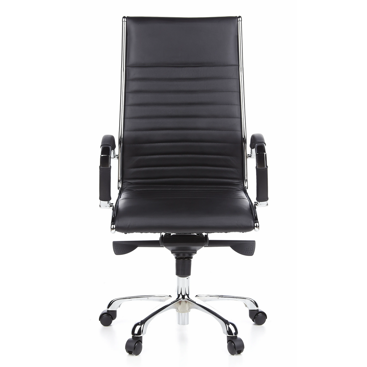 Siège de direction de qualité professionnelle PARMA 20 noir en cuir piqué avec base à cinq roulettes de hjh OFFICE – vue à 360° (vue de face 0°)