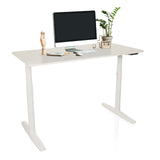Bureau réglable en hauteur électriquement STAND PRO en blanc, dimensions 140 x 70 cm, de hjh OFFICE