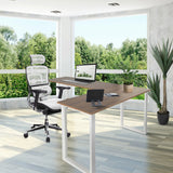 Eckschreibtisch WORKSPACE BASIC I in Walnuss und Weiß mit weißem Untergestell von hjh OFFICE