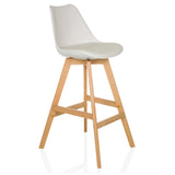 Tabouret de bar blanc SCANDI HIGH avec structure en bois et repose-pieds de hjh LIVING – vue à 360° (vue de trois quarts avant 45°)