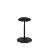 Siège assis-debout BALANCE SIT noir avec coussin d'assise rond et pied circulaire de hjh OFFICE – vue à 360° (vue de face 0°)