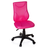 Chaise pivotante pour des enfants KIDDY BASE rose avec dossier en maille et base noire à cinq roulettes de hjh OFFICE – vue à 360° (vue de face 20°)