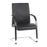 Chaises cantilever BAROLO V noires avec accoudoirs et piètement luge chromé de hjh OFFICE – vue à 360° (vue de face 20°)