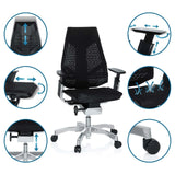 Verstellbare Funktionen des High-End-Bürostuhls GENIDIA in Schwarz von hjh OFFICE