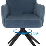 fonction de rotation à 180 degrés du piètement de la chaise rembourrée TARUGO en bleu de hjh LIVING