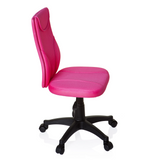 Pinker Kinderdrehstuhl KIDDY BASE mit Netzrücken und schwarzem Fußkreuz mit fünf Rollen von hjh OFFICE – 360-Grad-Ansicht (Seitenprofil 80°)