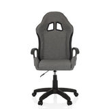 Fauteuil Gamer GAMEBREAKER W01 gris avec deux découpes pour l'appui-tête et piètement à cinq roulettes de MyBuero – vue à 360° (vue de face 0°)