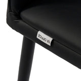 Étiquette de marque sur le revêtement noir de la Chaise de salle à manger VISETO de hjh LIVING