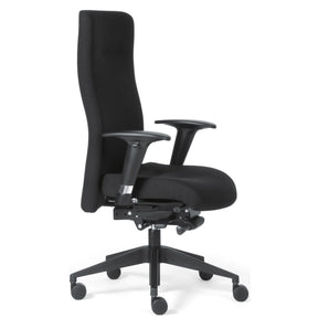 Siège de direction de luxe ROVO XP avec revêtement en tissu noir, accoudoirs et piètement à roulettes de Rovo Chair