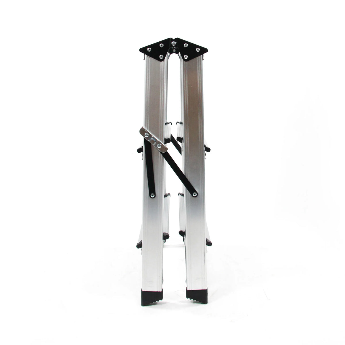 Structure en aluminium de l'échelle pliante SOLID avec pieds noirs et un verrouillage argenté de hjh OFFICE