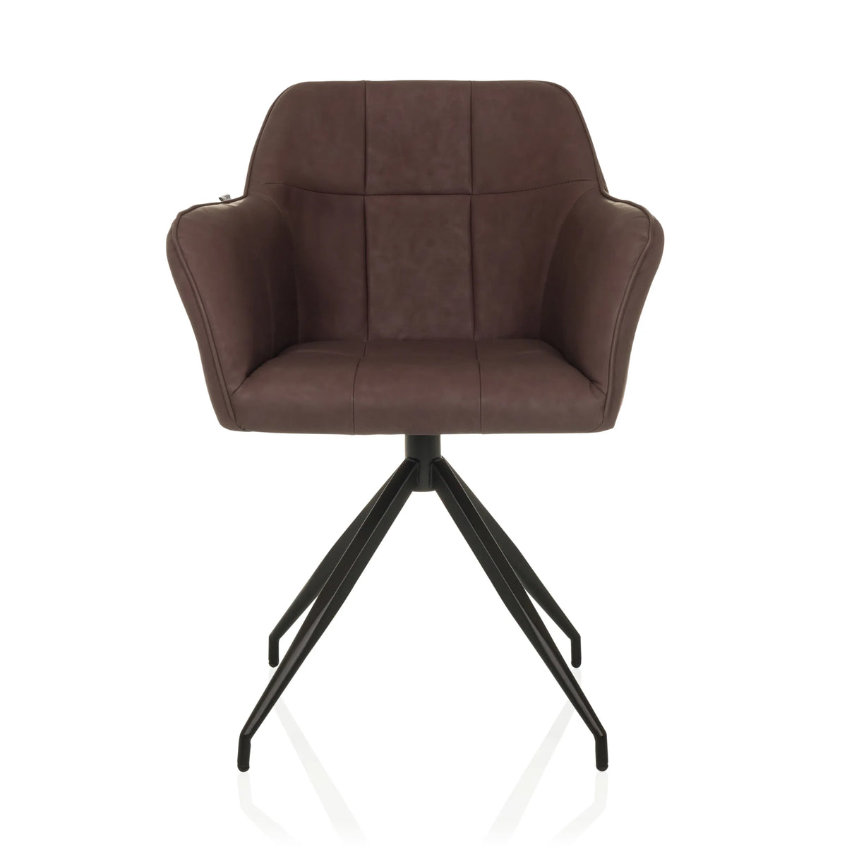 Chaise de salle à manger ELVERUM SPU marron foncé avec structure à quatre pieds de hjh LIVING – vue à 360° (vue de face 0°)