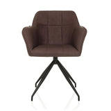Chaise de salle à manger ELVERUM SPU marron foncé avec structure à quatre pieds de hjh LIVING – vue à 360° (vue de face 0°)