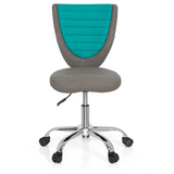 Chaise pivotante pour des enfants KIDDY COMFORT gris turquoise avec pied en étoile et cinq roulettes de hjh OFFICE – vue à 360° (vue de face 0°)