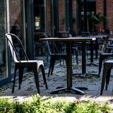 Chaise de bistrot noire VANTAGGIO BRUSH avec table assortie en extérieur de hjh OFFICE