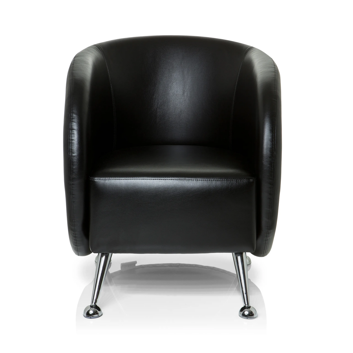 Fauteuil rembourré noir ST. LUCIA avec pieds en métal brillants de hjh OFFICE – vue à 360° (vue de face 0°)