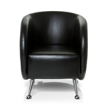 Fauteuil rembourré noir ST. LUCIA avec pieds en métal brillants de hjh OFFICE – vue à 360° (vue de face 0°)