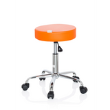 Tabouret pivotant orange OPERATOR II avec vérin à gaz et base à cinq roulettes de hjh OFFICE – vue à 360° (vue de profil 100°)