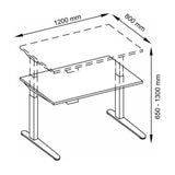 Dessin technique du bureau XBHM 12 WC de 1200 x 800 mm de hjh OFFICE PRO