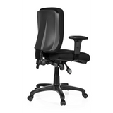 Siège de bureau de qualité professionnelle ZENIT BASE noir avec accoudoirs et pied à cinq roulettes de hjh OFFICE – vue à 360° (vue de trois quarts arrière 120°)