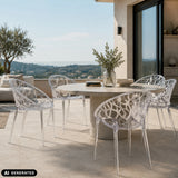 Chaise à quatre pieds Artifo T au look transparent avec structure en maille de hjh LIVING