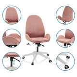 Siège de bureau à domicile rose AVEA avec vues détaillées du dossier, du vérin à gaz et des roulettes de hjh OFFICE