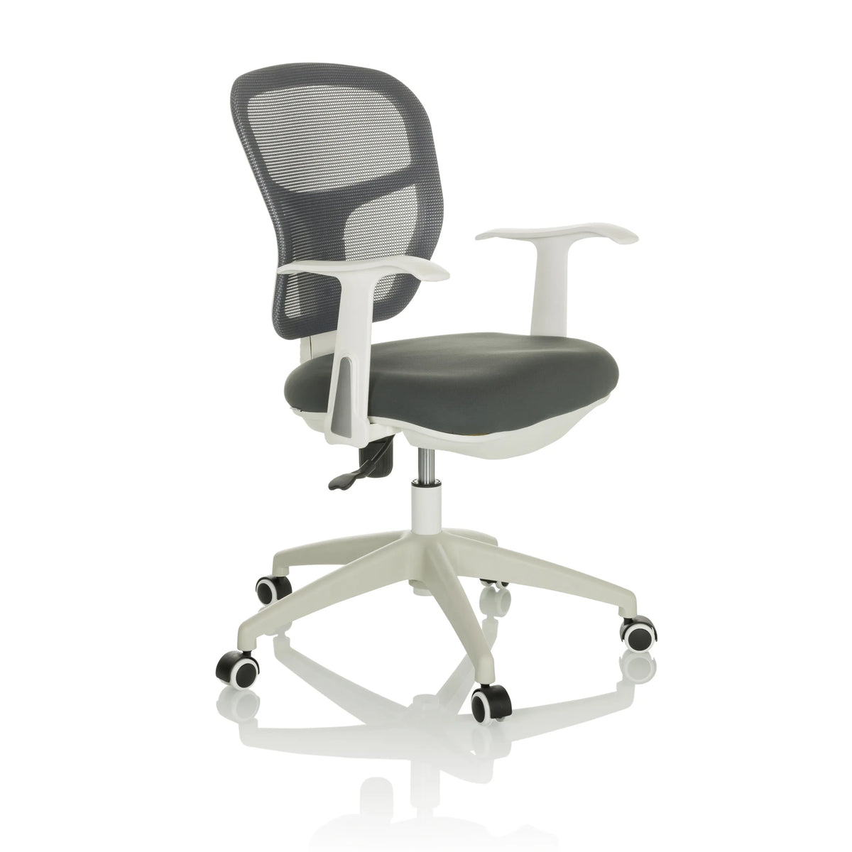 Siège de bureau à domicile TOP 108 W gris avec dossier en maille et piètement à cinq roulettes de hjh OFFICE – vue à 360° (vue de trois quarts avant 45°)