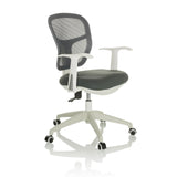 Siège de bureau à domicile TOP 108 W gris avec dossier en maille et piètement à cinq roulettes de hjh OFFICE – vue à 360° (vue de trois quarts avant 45°)