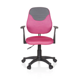 Chaise pivotante pour des enfants KIDDY STYLE rose et grise avec dossier en maille et base à cinq roulettes de hjh OFFICE – vue à 360° (vue de face 0°)