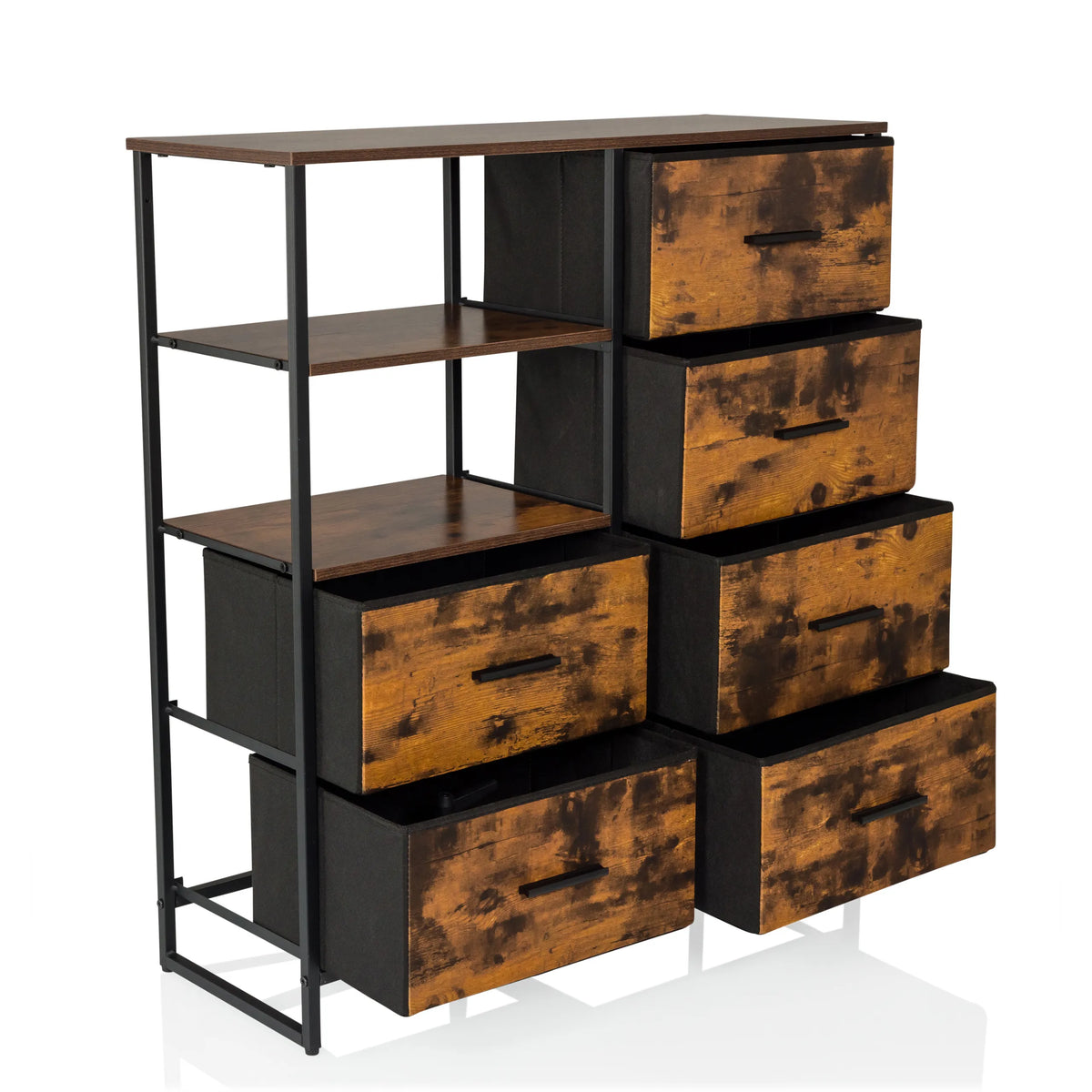 Commode RAGALA en chêne fumé avec cadre en métal noir et six tiroirs de hjh LIVING