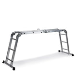 Échelle pliante SOLID W3 en aluminium argentée avec douze marches de hjh OFFICE – vue à 360° (vue de profil 72°)