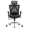 Siège de bureau de qualité professionnelle M57-M015 avec revêtement en maille noire, appui-tête et pied chromé de Sihoo