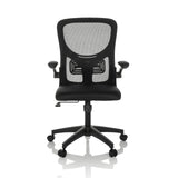 Siège de bureau à domicile BELIO noir avec dossier en maille et base à cinq roulettes de hjh OFFICE – vue à 360° (vue de face 0°)
