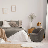 Fauteuil de salon gris BRAMWICH de forme arrondie et rembourré de hjh LIVING