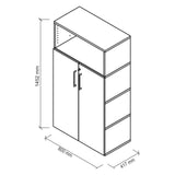 Dessin technique de l'armoire à dossiers FlexWall de 1452 × 800 mm de hjh OFFICE PRO